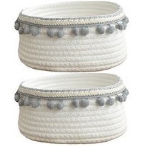 북유럽 인테리어 수납바스켓 2P, M, 그레이라인