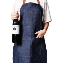 데님 스티치 포켓 에이프런, 블루, 1개