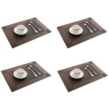 솔리드룸 북유럽 호텔 방수 테이블매트 4p, 브라운, 45 x 30 cm