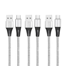 베리어 LED C타입 고속충전 케이블 3p, 실버, 1.2m, 3개