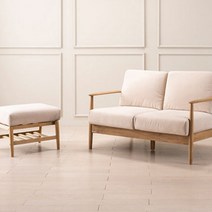 리바트 올 뉴탐 1인 패브릭 소파 + 오토만 방문설치, 베이지 + 오크