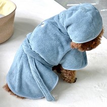 소울샘 모자 달린 반려동물 목욕가운, 블루