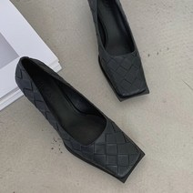 도도팩토리 엘로비야 각진코 스퀘어 여성 미들 힐 구두