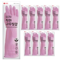 롯데이라이프 착한 고무장갑 중, 핑크, 중(M), 10개