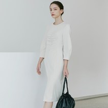 누브 Round Sleeve Shirring Dress