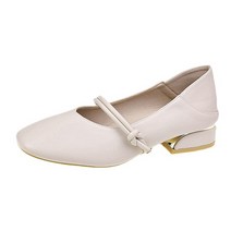 더나은날 여성용 매듭 더블 라인 크림 메리제인 구두 3cm YT_RI044