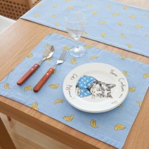 주방 인테리어 소품 테이블 매트 2p, 바나나패턴, 320 x 450 x 10 mm