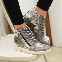 플라워프린팅 사이드지퍼 키높이 스니커즈 SG40k