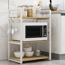 엠지 주방 렌지대 수납장 다용도 수납 정리대 3단 MG-132, 화이트원목