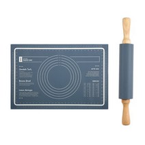 실리콘 반죽 매트+밀대 세트 블루, 1세트