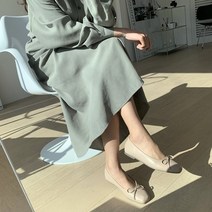 슈아 여성용 스퀘어 고무창 리본플랫 1cm 4392
