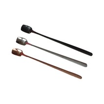 HAILY 스테인레스 스퀘어 티스푼 앤 머들러 숏핸들 3종 세트, 블랙, 실버, 로즈골드, 1세트