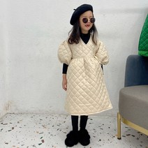 앤젤아이오렌지다몸 여아용 누빔 퍼프 원피스