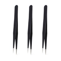 자타라 DIY 다용도 네일 도구 용품 큐빅 공구 다꾸 핀셋, 블랙, 3개