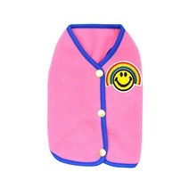 블랭크도그 강아지 와펜포인트 후리스 조끼, PINK