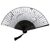외국인선물 꽃과 나비 수공예 타공 실크 부채, QD_06_01 검정색(블랙본), 1개