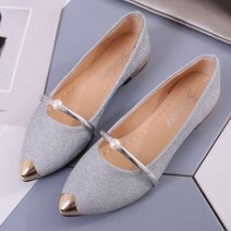 페이퍼먼츠 여성용 진주 스틸링 1cm 플랫 단화 00274