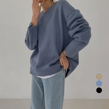 바블링브룩 여성용 오버핏 브이넥 니트