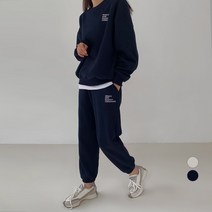 바블링브룩 여성용 레터링 자수 맨투맨 + 조거 팬츠 세트