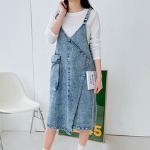 메이첼 빅사이즈 빅포켓 데님 멜빵 원피스 00012