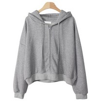 시크블랙 아추리 루즈 크롭 후드집업 JK3912K1C