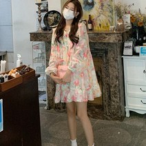 민성컴퍼니 임산부 플라워 패턴 미니 원피스