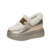 페이퍼먼츠 여성용 통굽 키높이 겨울 털 로퍼 6cm 00330