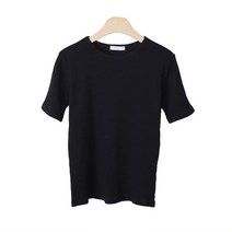 린다샵 여성용 데일리 골지 반팔 티셔츠 T9095K23