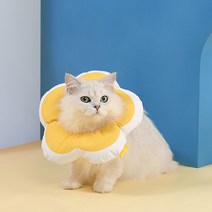 고양이 강아지 꽃모양 쿠션 넥카라 옐로우 L, 140g, 1개
