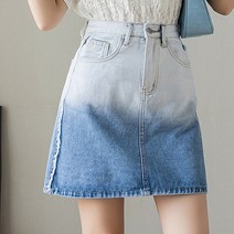 메이첼 테슬라인 그라데이션 청 데님 미니 스커트 00517