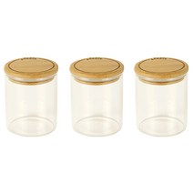 페블리 원형 유리용기, 3개, 190ml