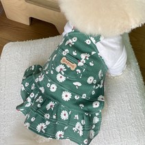 바이담수미 강아지 꽃멜빵 치마, 그린
