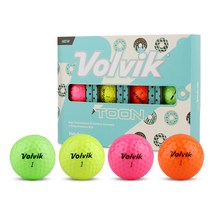 볼빅 NEW 툰 2피스 골프공 3종 x 4p, 레인보우(그린, 옐로우, 핑크, 오렌지), 1세트