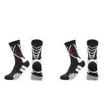 SNF 패션패턴 긴발목 두꺼운 농구양말 2켤레, 01 검은색