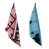 북유럽풍 순면 일러스트 면행주 2종 세트, 1세트, 004 핑크래빗, 랜덤발송