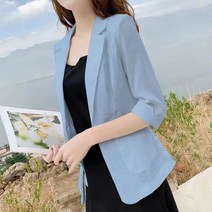아뗄릭 여성용 더블카라넥 7부 소매 여름 캐주얼 자켓 00748