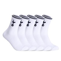 엠블럼 투라인 중목양말 5p 세트, WHITE