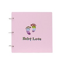 Baby 우드커버 출산 DIY 포토앨범, 핑크, 30매