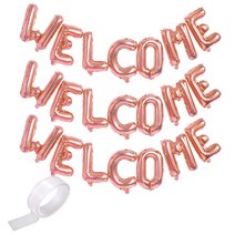 파티쇼 메세지 은박풍선 웰컴 3p + 실리콘 양면테이프 세트, 로즈골드, 1세트