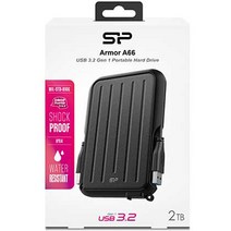실리콘파워 Armor A66 외장HDD 139.2 x 96 x 16.2 mm, 2TB, 검정 + 검정