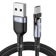 위드웍스 180도 회전 USB 3A 고속 충전케이블, 그레이, 1m, 1개