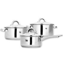 ELO 인덕션 메인토프 IH 스텐 냄비 3종 세트, 편수 16cm + 양수 20cm + 24cm