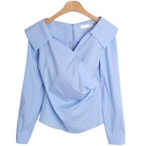 매이크 오픈카라 랩 블라우스 cpbl4841k29