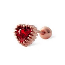 미니아트 여성용 탄생석 컬러 14K 골드핀 피어싱 하트 한쪽 RS559