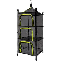 에쉬울프 접이식 3단 메쉬 캐비넷, 블랙 + 그린, 1개