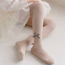 뿜뿜삭스 여아용 공주님 체크 리본 타이즈 E34