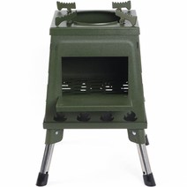 해피캠핑 접이식 화목난로 26 x 34 cm, 카키