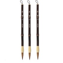 밤 매미 수채화 동양화붓 27 자주색 대나무 장대, 4호(8.5 x 220 mm), 3개