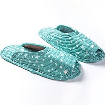 BOFO 여성용 퀼트 면 거실 실내화 5세트, 22번 민트별