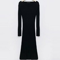 TANKUS 골지 슬림핏 데일리 롱 니트 원피스 TU4OP005L0